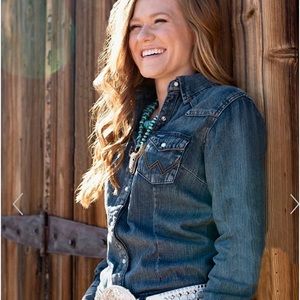 Wrangler so soft denim pearl snap